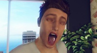 Slutty 3DXChat gay shows his tongue with cum